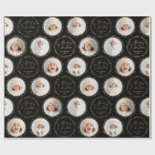 Gold Modern Script Merry Christmas Family 6 photo Geschenkpapier (Flach)