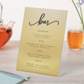 Gold Modern Script Wedding Cocktail Bar Sign Sockelschild (In Situ)