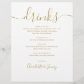 Gold Modern Script Wedding Drinks Menü (Vorne)