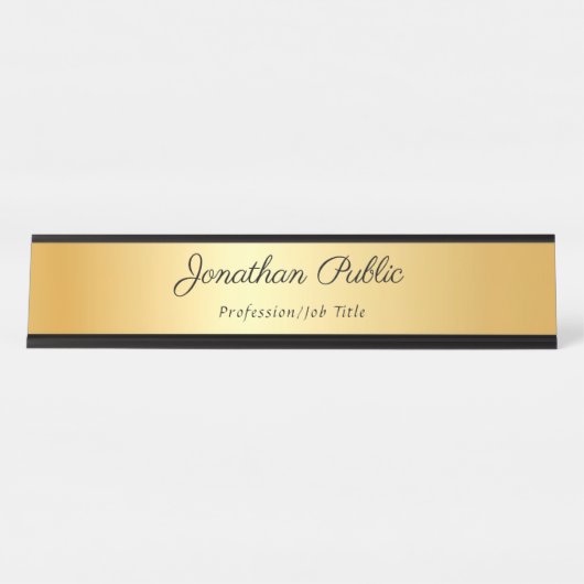 Gold Modern Template Eleganter Kalligraphischer Na Schreibtischnamensplakette (Vorderseite )