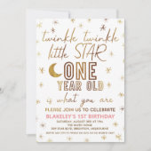 Gold Modern Twinkle Twinkle Little Star Geburtstag Einladung (Vorderseite)
