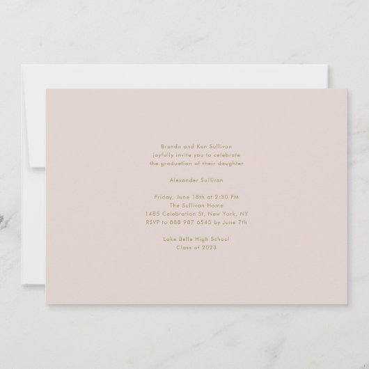 Gold Modern Typografy Foto Collage Abschluss Einladung (Rückseite)