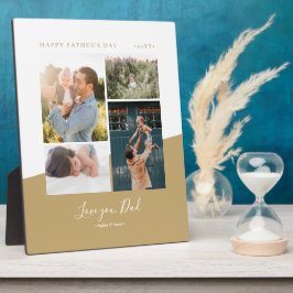 Gold Modern Vatertag Geschenk Foto Collage Plaque Fotoplatte