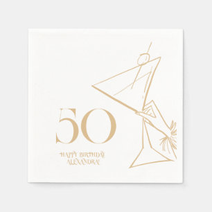 Gold Moderne 50. Erwachsene zum Geburtstag Napkin Serviette