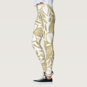 Gold Moderne Blumen Elegantes Tropisches Gebirge Leggings (Links)