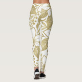 Gold Moderne Blumen Elegantes Tropisches Gebirge Leggings (Rückseite)