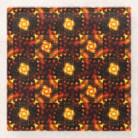Gold Moderne Boho Elegante Abstrakte Kunst Muster Glasuntersetzer (Vorderseite)