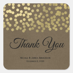 Gold Moderne Chic Rustikale Kraft Chic Hochzeit Quadratischer Aufkleber