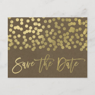 Gold Moderne Chic Rustikale Kraft Save-the-Date-Ka Ankündigungspostkarte