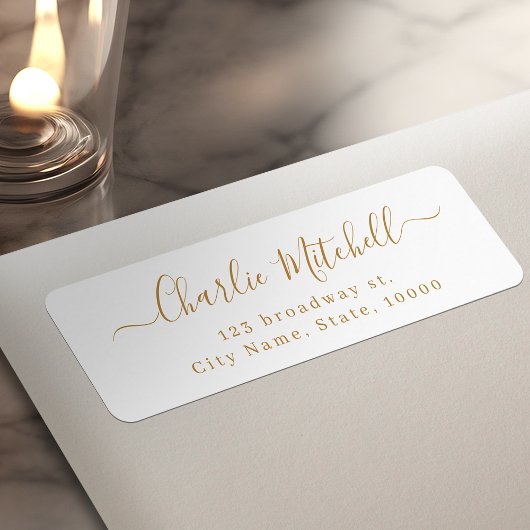Gold Moderne einfache elegante Schrift Rücksendead