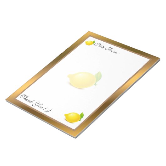 Gold Moderne Früchte Ihren Text hinzufügen Notizblock (angewinkelt)