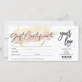 Gold moderne Geschenkgutschein hinzufügen Logo (Vorderseite)