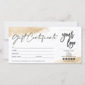 Gold moderne Geschenkgutschein hinzufügen Logo (Vorderseite)