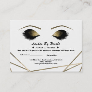 Gold Moderne Glamour-Wimpern Empfehlen Sie einem F Empfehlungskarte