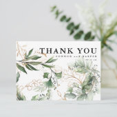 Gold Moderne große Eukalyptus Fett Grüne Non Foto Dankeskarte (Stehend Vorderseite)