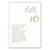 Gold Moderne handgeschriebene Skripthochzeit Tischnummer (Rückseite)