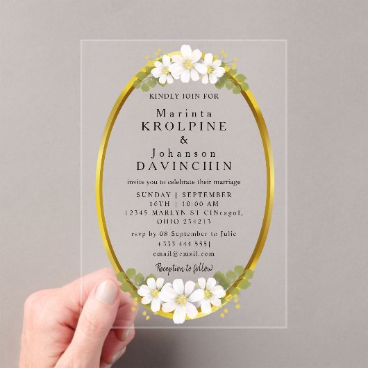 gold Moderne Hochzeitsakryllische Einladungen (Insitu (Handheld))