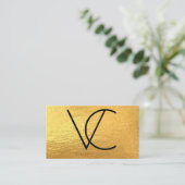 Gold Moderne Initialen Visitenkarte (Stehend Vorderseite)