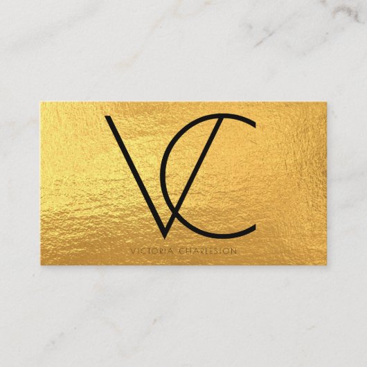 Gold Moderne Initialen Visitenkarte (Vorderseite)