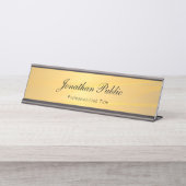 Gold Moderne Kalligrafie Text Name Template Elegan Schreibtischnamensplakette (Vorderseite )