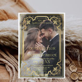 Gold Moderne klassische Foto Hochzeit Einladung