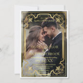 Gold Moderne klassische Foto Hochzeit Einladung (Vorderseite)