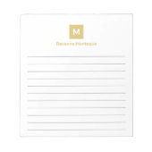 Gold Moderne Liniierte Chic Trendy Monogramm  Notizblock (Vorderseite)