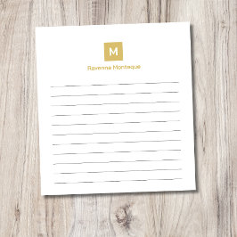 Gold Moderne Liniierte Chic Trendy Monogramm  Notizblock