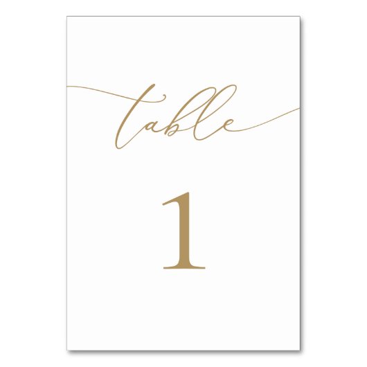 Gold Moderne Minimalistische Tischnummer (Vorderseite)
