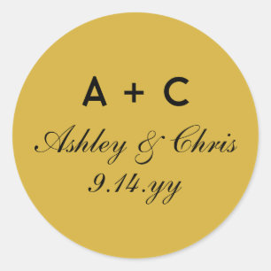 Gold Moderne Personalisierte Hochzeitsempfehlung G Runder Aufkleber