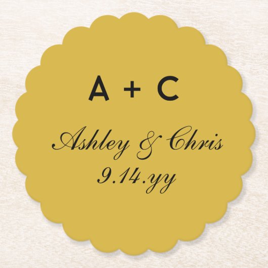 Gold Moderne Personalisierte Hochzeitsempfehlung G Untersetzer (Vorderseite)