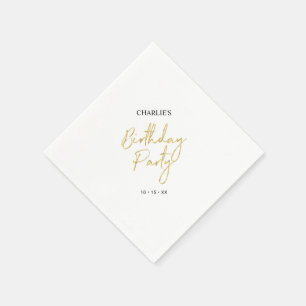 Gold Moderne Pinsel Schrift Erwachsener Geburtstag Serviette