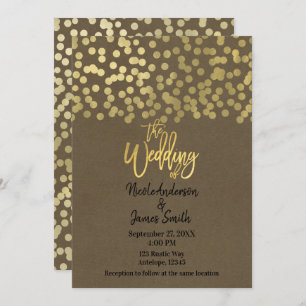 Gold Moderne schicke, rustikale Kraft Chic Wedding Einladung