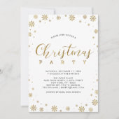 Gold | Moderne Schneeflocken Weihnachts-Abendessen Einladung (Vorderseite)