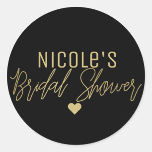 Gold Moderne Schrift BRIDAL SHOWER Jede Farbe Benu Runder Aufkleber