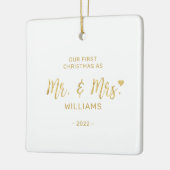 Gold Moderne Schrift Mr. & Mrs. Keramikornament (Links)