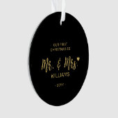 Gold Moderne Schrift Mr. & Mrs. Ornament (Vorderseite)