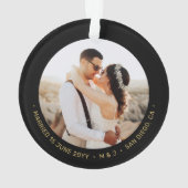 Gold Moderne Schrift Mr. & Mrs. Ornament (Rückseite)