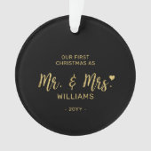 Gold Moderne Schrift Mr. & Mrs. Ornament (Vorderseite)