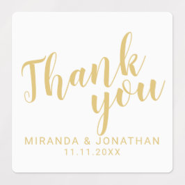 Gold Moderne Script-Gastgeschenk Hochzeit Danke La Etiketten