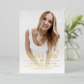 Gold Moderne Typografie 2 Foto Grad Vielen Dank Folieneinladung (Stehend vorne)