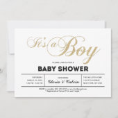 Gold | Moderne Typografie Es ist eine Baby-Dusche Einladung (Vorderseite)