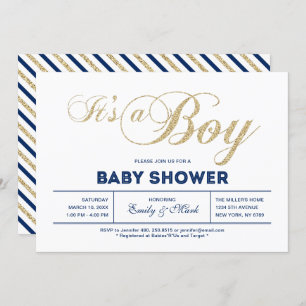 Gold Moderne Typografie Es ist eine Baby-Dusche Einladung