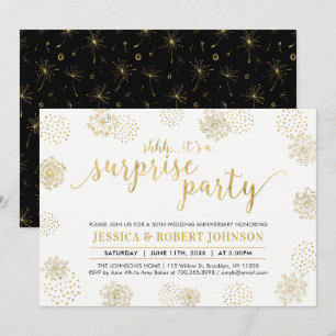 Gold   Moderne Überraschung 50. Hochzeitstag Einladung