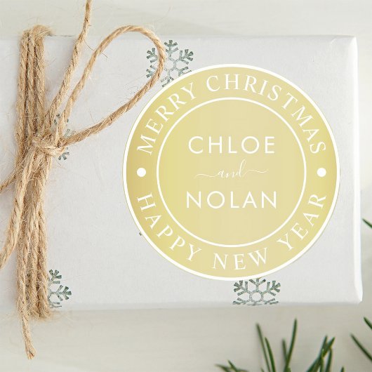 Gold Moderne Weihnachtsfeiertage im benutzerdefini Runder Aufkleber