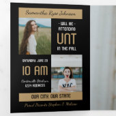 Gold Moderner Block 5-Foto-Abschluss Dreifach Gefaltete Einladung (Innen Erste Seite)