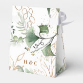 Gold Moderner Eukalyptus Elegant Grün Moss Geschenkschachtel (Rückseite)