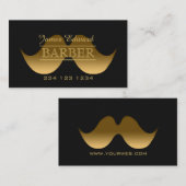 Gold Moderner Gentleman Mustache Barber Men Salon Visitenkarte (Vorne/Hinten)