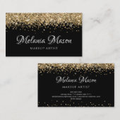 Gold Moderner Glitzer Makeup Artist Schwarzes Eleg Visitenkarte (Vorne/Hinten)