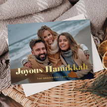 Gold Moderner Text und Foto | Joyous Hanukkah